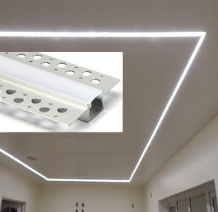 LED Plasterboard Profile Aluminum Alloy 6063 T5 Extrusion Housing For Ceiling Lighting