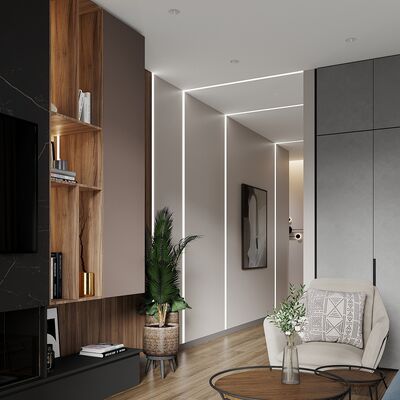 Profilo in alluminio anodizzato K5 per installazione a incasso con diffusore in PMMA per strisce LED