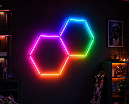 Prezzo buono Sistema di soffitto modulare a nido d'ape modulare RGB a luce esagonale a LED che offre opzioni di installazione flessibili per garage, palestre, officine e uffici in linea