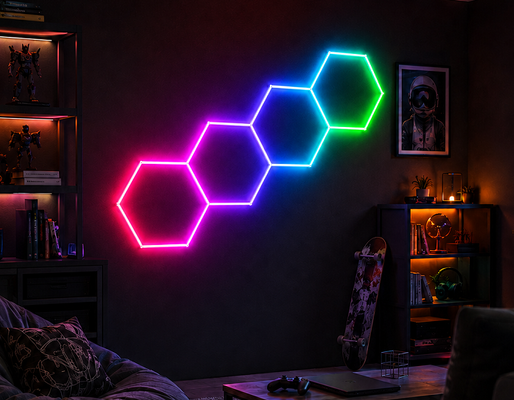Prezzo buono Pannelli Luminosi Esagonali a LED RGB Modulari a Nido d'Ape Perfetti per Illuminazione e Decorazione di Soffitti in Garage, Palestra, Laboratorio e Ufficio in linea