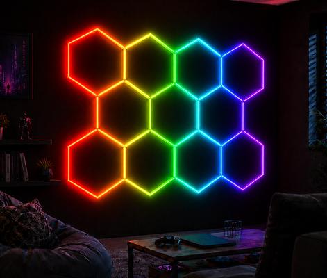 Prezzo buono RGB LED luce esagonale modulare pannelli di nido di miele adatto per il garage palestra laboratorio e ufficio eleganti soluzioni di illuminazione in linea