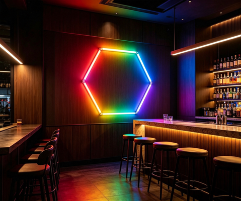 Prezzo buono RGB LED Light Esagonale Sistema di illuminazione modulare del soffitto per garage Gym Workshop Office Connectable Honeycomb LED Hex Light Panels In linea
