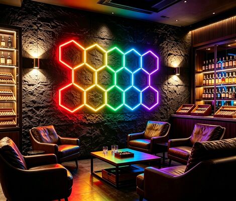 Prezzo buono RGB LED Light Esagonale Modulare Honeycomb Ceiling Panel System per l'illuminazione flessibile in garage Gym Workshop e ufficio In linea
